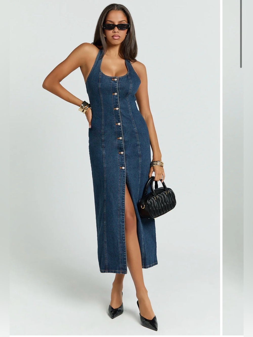 NWT LIONESS - KENNY MIDI DRESS INDIGO SIZE XS